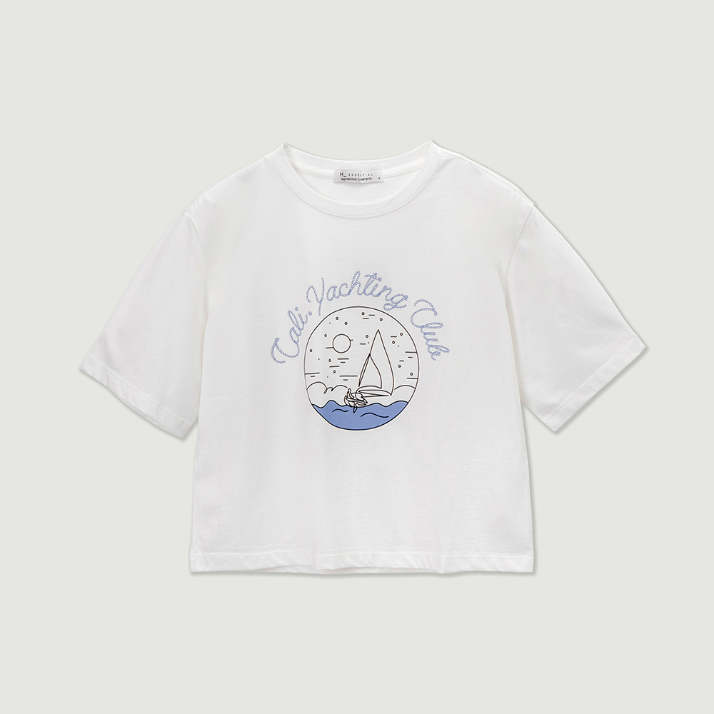[여성] 코튼 그래픽 웨이브 크롭 티셔츠_003(10420-131-416-05), 캐주얼브랜드 행텐/행텐틴즈