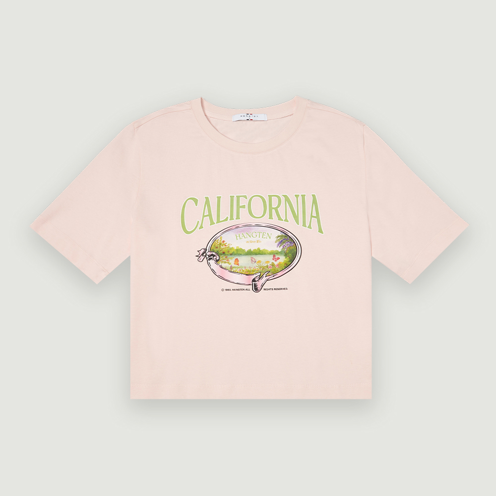 여성 캘리포니아 그래픽 티셔츠_라이트핑크 - 캐주얼 브랜드 행텐/행텐틴즈