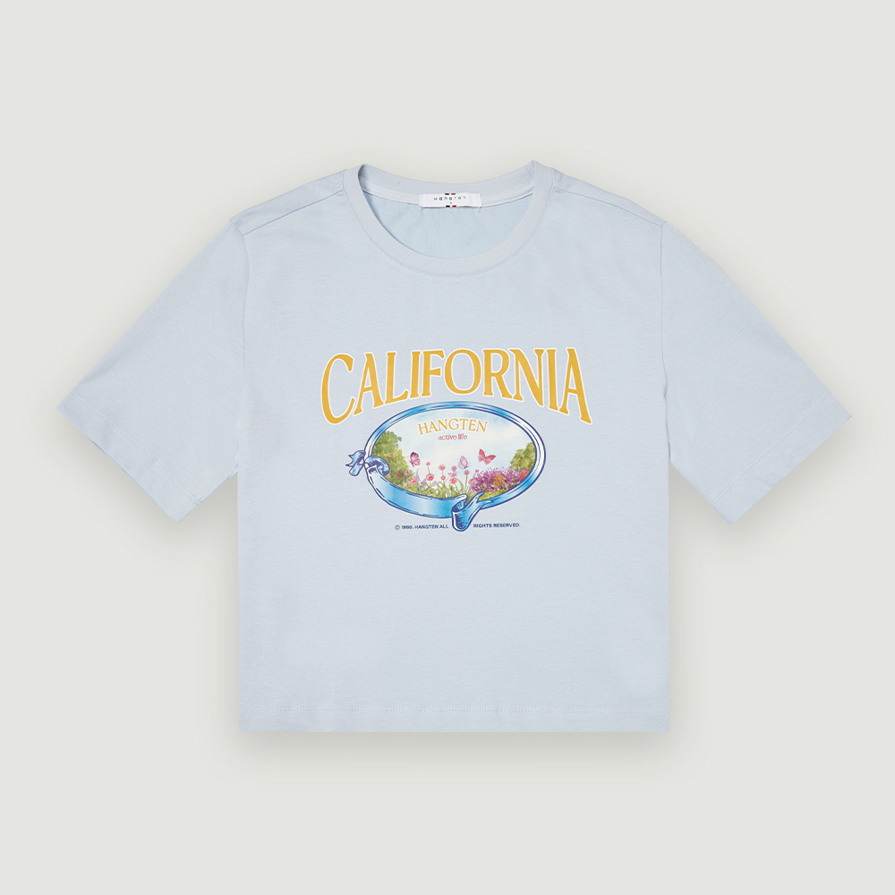 여성 캘리포니아 그래픽 티셔츠_스카이블루 - 캐주얼 브랜드 행텐/행텐틴즈
